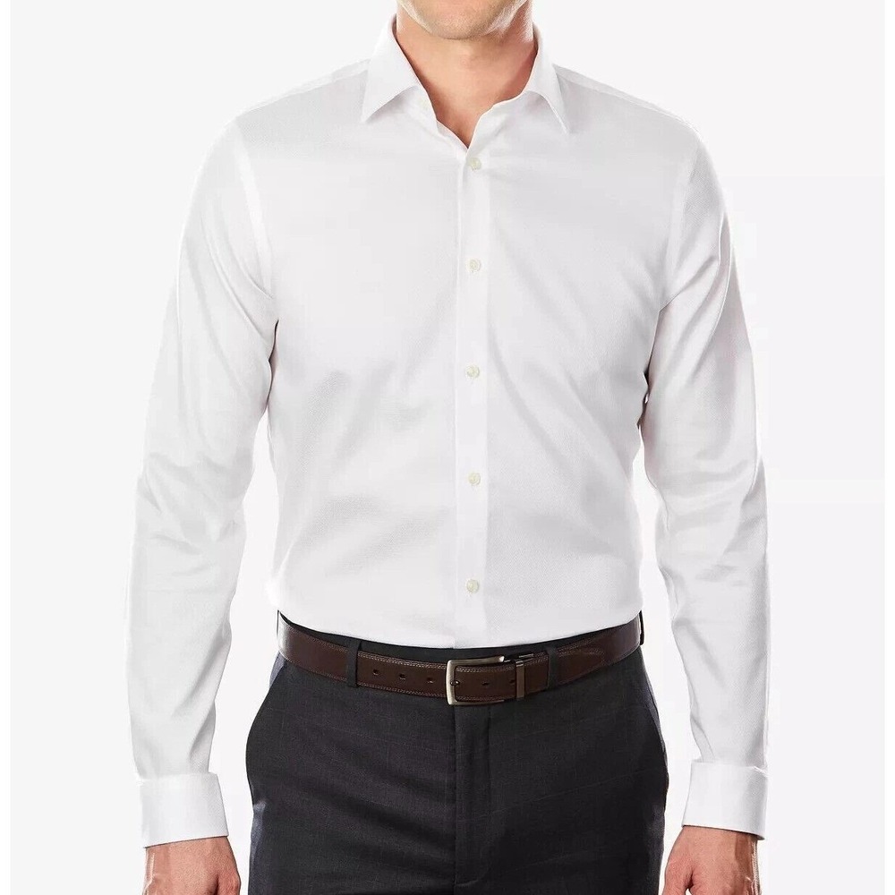 Calvin Klein Men's L 16.5 34/35 White Steel+ Slim Fit Dress Shirt Cotton